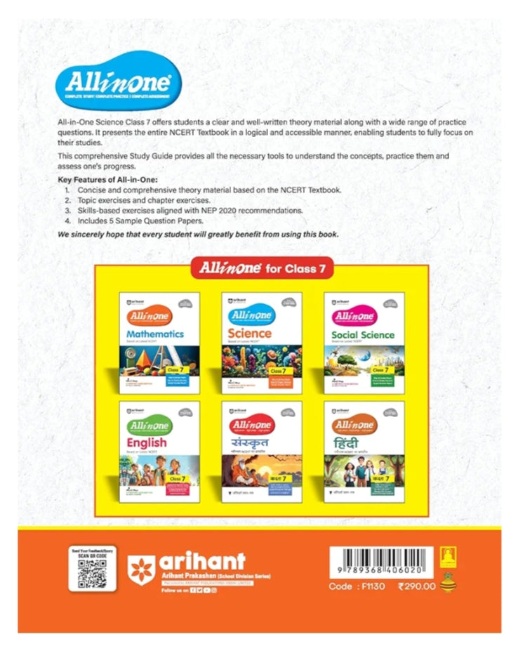 Arihant All in One Science for Class 7 | As per Recommendations of NEP 2020 I Based on the latest NCERT | Mind Map in Each Chapter and Competency-Based Questions | Complete Study, Complete Practice, Complete Assessment