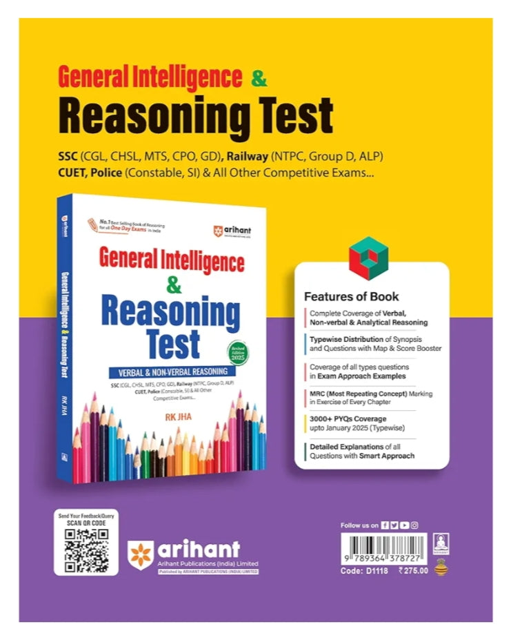 Arihant Objective Arithmetic Book for SSC, Railway, CUET, B.Ed. and other one day exams | 3000+ objective questions with solutions | Fully revised edition 2025