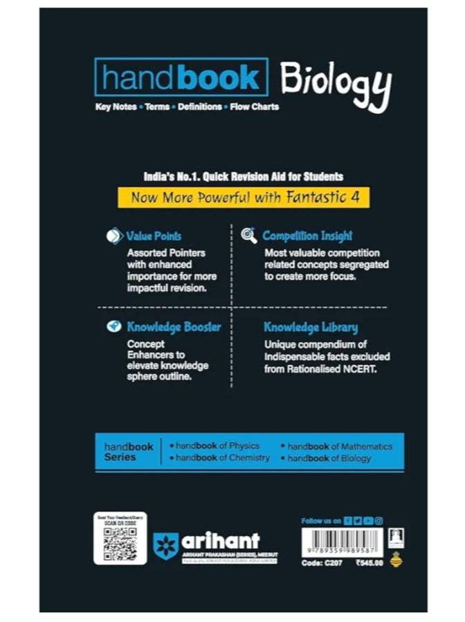 Arihant Handbook Biology for class 11th - 12th, Medical, & Other Competition | With Fantastic 4- Value Points, Competition Insight, Knowledge Boosters, Knowledge Library
