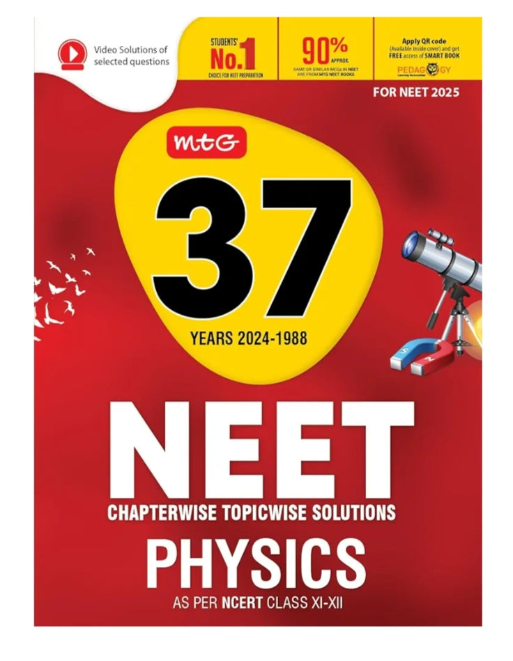 MTG 37 Years NEET Previous Year Solved Question Papers with NEET PYQ Chapterwise Topicwise Solutions Physics For NEET 2025 Exam | Get Free access of Smart Book & Video Solutions (Based on Latest Syllabus) [Paperback] MTG Editorial Board