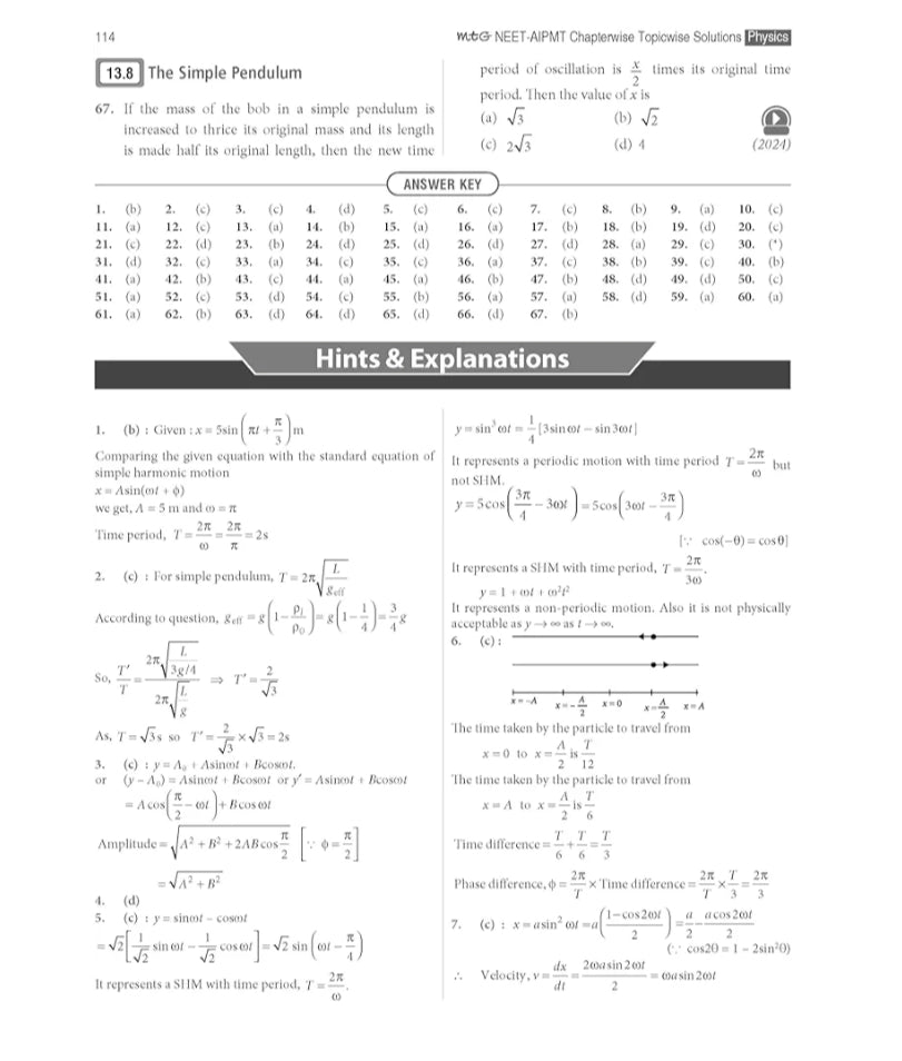 MTG 37 Years NEET Previous Year Solved Question Papers with NEET PYQ Chapterwise Topicwise Solutions Physics For NEET 2025 Exam | Get Free access of Smart Book & Video Solutions (Based on Latest Syllabus) [Paperback] MTG Editorial Board