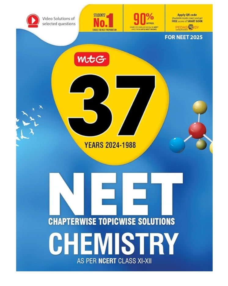 MTG 37 Years NEET Previous Year Solved Question Papers with NEET PYQ Chapterwise Topicwise Solutions Chemistry For NEET 2025 Exam | Get Free access of Smart Book & Video Solutions (Based on Latest Syllabus) [Paperback] MTG Editorial Board