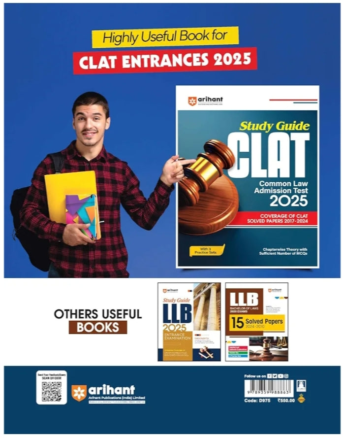 Arihant New Pattern CLAT 2025 Common Law Admission Test 12 Practice Sets 05 Sloved Papers (2024 & 2020) | Detailed & Authentic Explanations | MCQ | Previous Year Question Papers (PYQ) from 2020 to 2024 | for Exam 2025