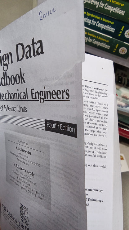 Design Data Handbook For Mechanical Engineers In Si And Metric Units  By K.Mahadevan 4Ed  Paperback