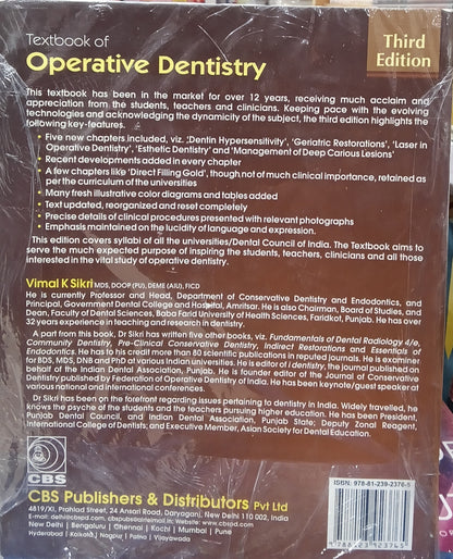 TEXTBOOK OF OPERATIVE DENTISTRY 3rd Edition By Vimal K Sikri