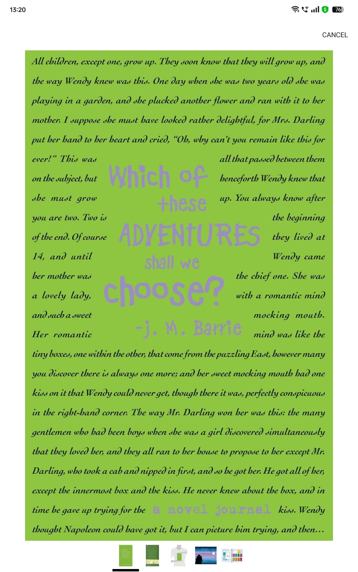 A Novel Journal: Peter Pan (Compact)