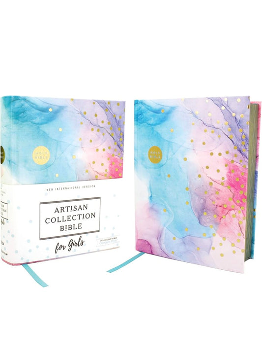 Niv, Artisan Collection Bible for Girls, Cloth Over Board, Multi-Color, Art Gilded Edges, Red Letter Edition, Comfort Print