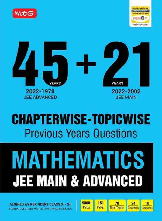 119
MTG 45 + 21 Years JEE Main and IIT JEE Advanced Previous Years Solved Papers with Chapterwise Topicwise Solutions Mathematics Book- JEE Advanced PYQ Question Bank For 2023 Exam MTG Editorial Board
17 October 2022
ISBN-13: 978-9355554253 ISBN-10: 93555