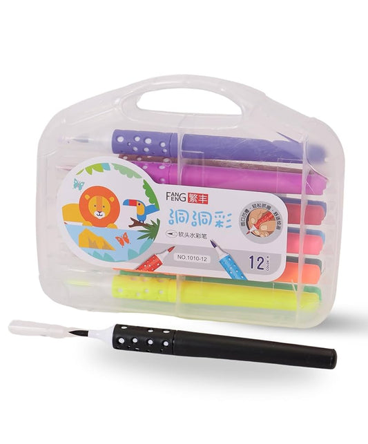 Paper Moon 12pcs Sketch Pen Set Highlighters with Carrying Case for Kids School Stationery - Multicolor