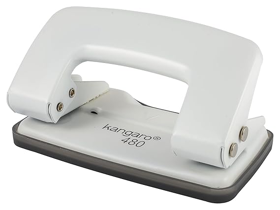 Kangaro Desk Essentials DP-480 2 Hole Heavy Duty Metal Paper Punch | Removable Chip Tray | 12 Sheets Capacity | Office Essentials