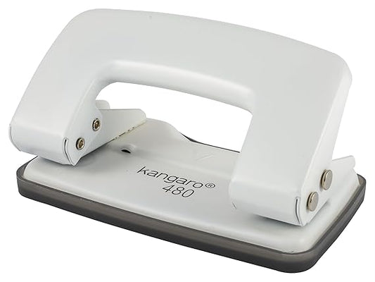 Kangaro Desk Essentials DP-480 2 Hole Heavy Duty Metal Paper Punch | Removable Chip Tray | 12 Sheets Capacity | Office Essentials