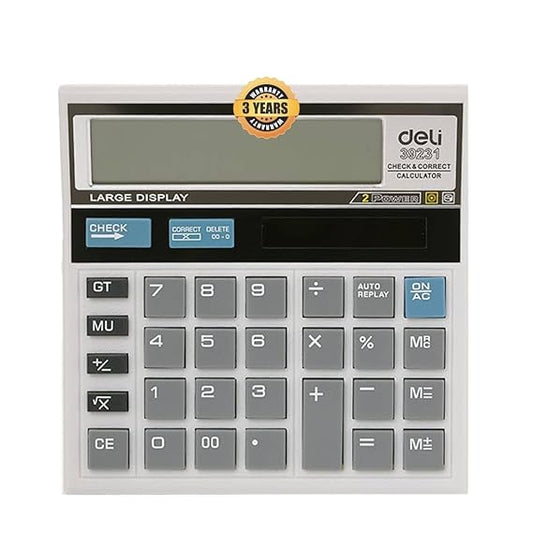 deli W39231N 12 Digit GT Basic Calculator for Office with Step Check & Correct Function | 3 Years Warranty | - White