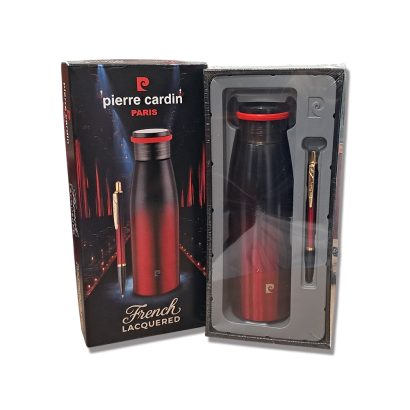 Pierre cardin paris french lacquered set of stainless-steel bottle and french lacquered ball pen