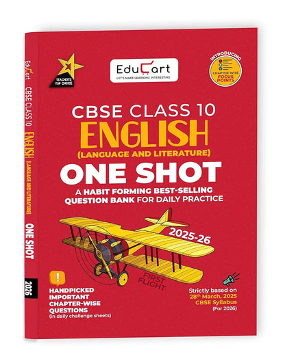 Educart One-shot English Language and Literature CBSE Class 10 Question Bank 2025-26 on new Syllabus 2026 (Strictly for Boards Exam)