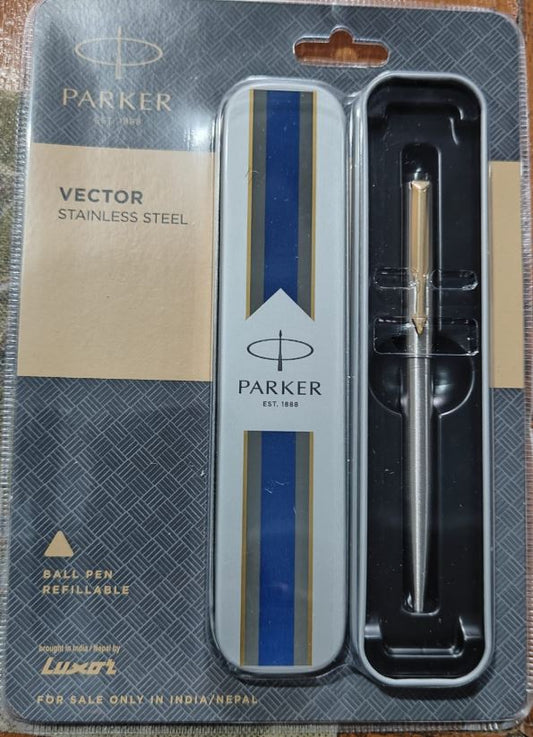 Parker vector stainless steel blue pen