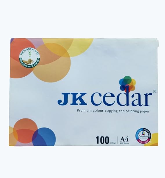 JK Cedar A4 Paper, 100 GSM, 500 Sheets, Premium Printing and Copying Paper