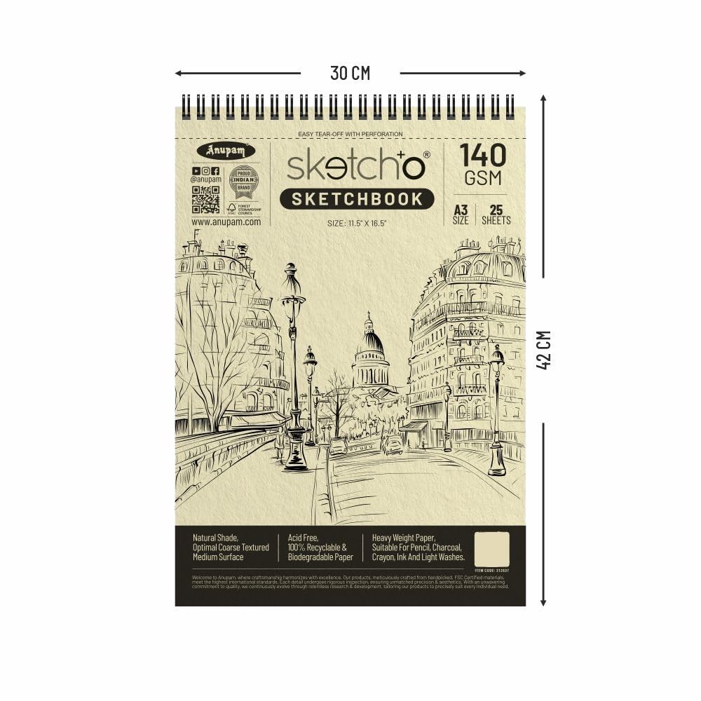 Anupam Sketch Books A3size 140GSM Size 25Sheets