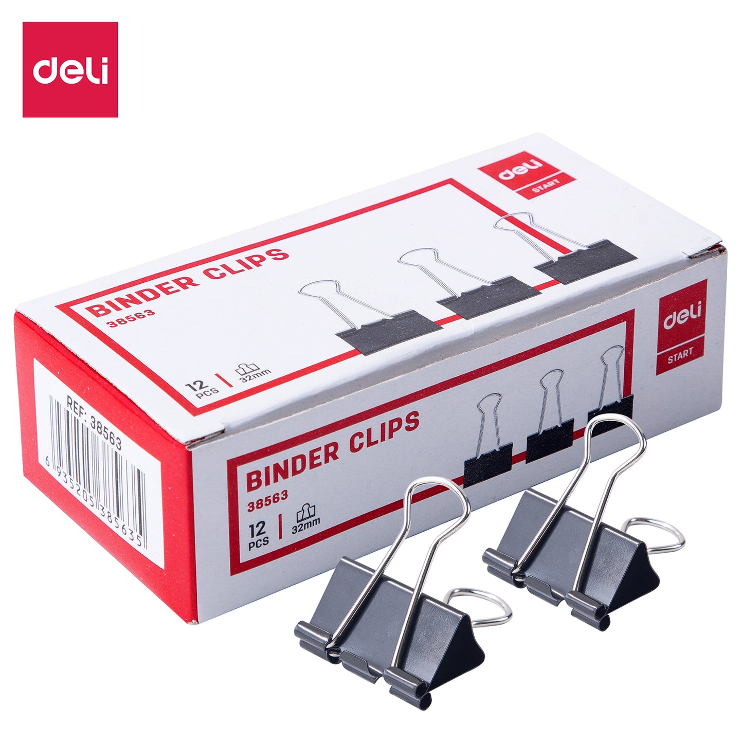 Deli clasic binder clips 12 pcs 32mm