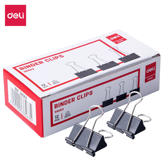 Deli clasic binder clips 12 pcs 32mm