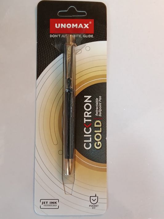 Unomax clicktron gold retractable ballpoint pen