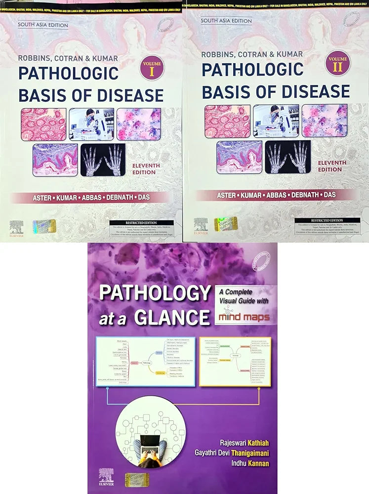 Pathologic Basis of Disease - Robbins, Cotran & Kumar - Vol 1 & 2 + Mind Maps: Combo Set of 3 Books - 11/th South Asian Edition - For 2026 Exams