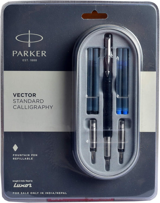 Parker vactor standard calligraphy blue pen