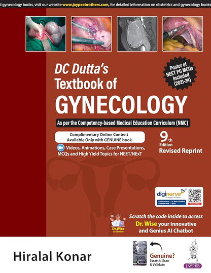 DC DUTTA'S TEXTBOOK OF GYNECOLOGY HIRALAL KONAR 9th edition Revised Repirnt
