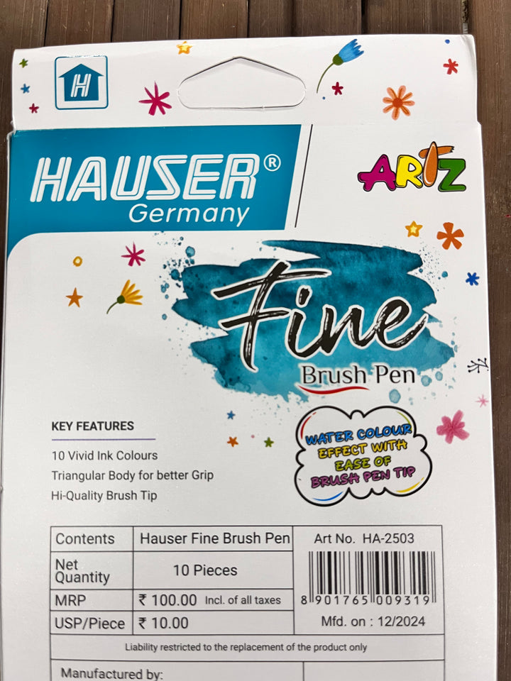 Hauser Germany fine brush pen 10 shades 1pack