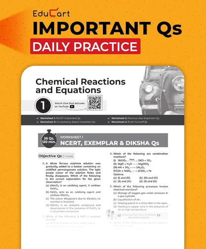 Educart One-shot Science CBSE Class 10 Question Bank 2025-26 on new Syllabus 2026 (Strictly for Boards Exam)