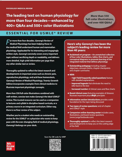 GANONG’S REVIEW OF MEDICAL PHYSIOLOGY 27th Edition