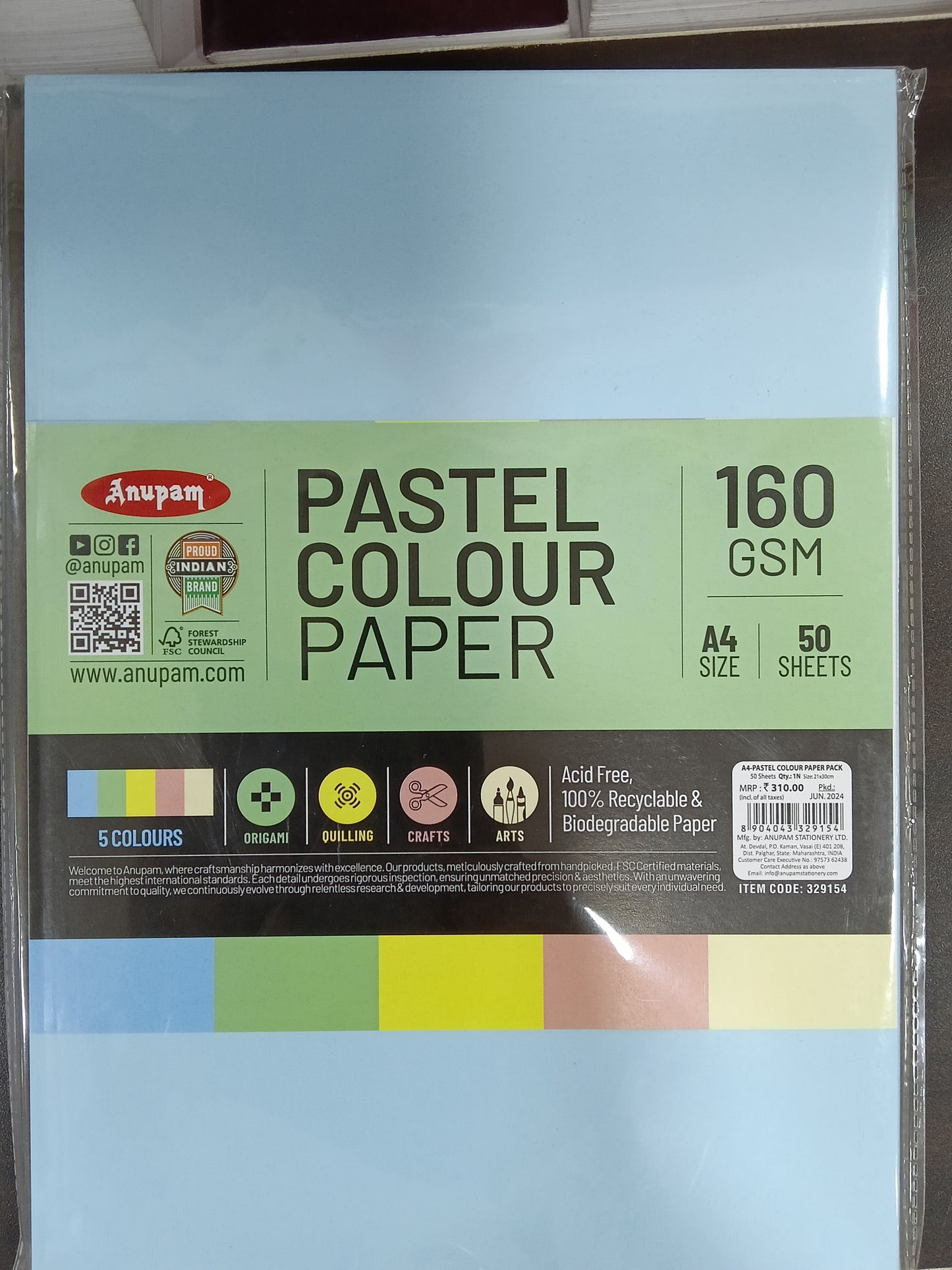 A4 pastel colour paper 160 gsm
