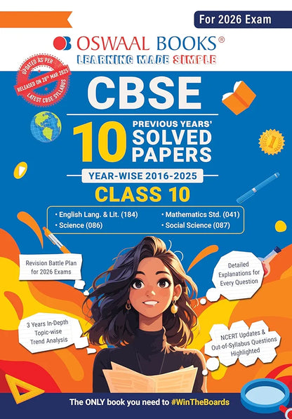 Oswaal Editorial Board

Oswaal CBSE 10 Years' Solved Papers, Yearwise (2016-2025) Class 10 (English Language & Literature, Social Science, Science and Mathematics Standard ) (For 2026 Exam