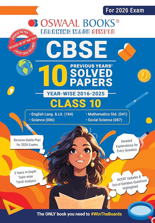 Oswaal Editorial Board

Oswaal CBSE 10 Years' Solved Papers, Yearwise (2016-2025) Class 10 (English Language & Literature, Social Science, Science and Mathematics Standard ) (For 2026 Exam