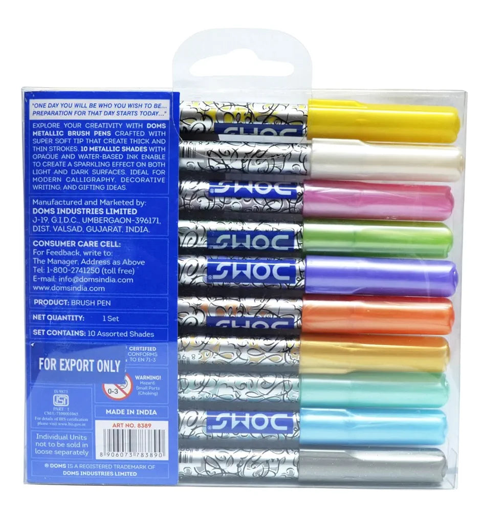 Doms

DOMS 10 Shades Metallic Brush Pens